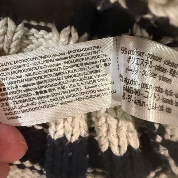 ZARA Chunky Ribbed Stripe Sweater Cream Black Relaxed Knit S - Picture 9 of 9